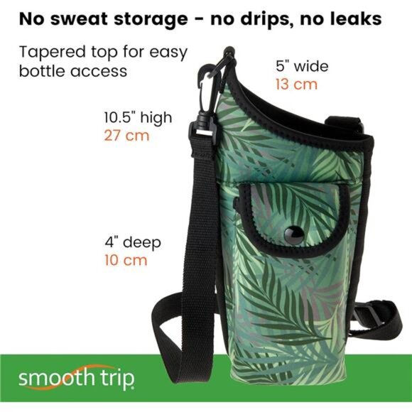 Water Bottle Holder -Insulating Neoprene Water Bottle Sling Bag with Phone Pouch - Picture 6 of 7